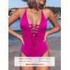 imageCUPSHE Womens Solid Color V Neck Lace Up One Piece SwimsuitMagenta