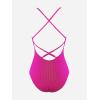 imageCUPSHE Womens Solid Color V Neck Lace Up One Piece SwimsuitMagenta