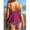 imageCUPSHE Womens Tankini Sets Two Piece Swimsuit Scoop Neck Mid Rise Adjustable Straps Ruffled HemDeep MagentaFloral