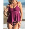 imageCUPSHE Womens Tankini Sets Two Piece Swimsuit Scoop Neck Mid Rise Adjustable Straps Ruffled HemDeep MagentaFloral