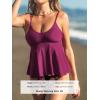 imageCUPSHE Womens Tankini Sets Two Piece Swimsuit Scoop Neck Mid Rise Adjustable Straps Ruffled HemDeep MagentaFloral