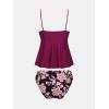 imageCUPSHE Womens Tankini Sets Two Piece Swimsuit Scoop Neck Mid Rise Adjustable Straps Ruffled HemDeep MagentaFloral
