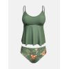 imageCUPSHE Womens Tankini Sets Two Piece Swimsuit Scoop Neck Mid Rise Adjustable Straps Ruffled HemOlive GreenFloral