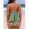 imageCUPSHE Womens Tankini Sets Two Piece Swimsuit Scoop Neck Mid Rise Adjustable Straps Ruffled HemOlive GreenFloral