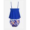 imageCUPSHE Womens Tankini Sets Two Piece Swimsuit Scoop Neck Mid Rise Adjustable Straps Ruffled HemRoyal BlueTropical