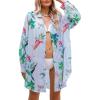 imageCUPSHE Dress Button Down Shirt Dress Long Sleeve Blouse Top Leopard PrintBlue Floral