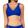 imageCUPSHE Women Swimsuit Bikini Top Wrap Self Tie Bathing Suit with Fixed Wide StrapsRoyal Blue