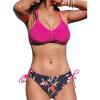 imageCUPSHE Womens 2 Piece Bikini Set Back Braided Straps with Reversible BottomMagentaRed Floral