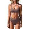 imageCUPSHE Womens Bikini Set Two Piece Swimsuit High Waisted Scoop Neck SwimwearChocolate Brown