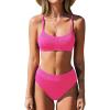 imageCUPSHE Womens Bikini Set Two Piece Swimsuit High Waisted Scoop Neck SwimwearRose Pink