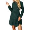 imageCUPSHE Womens Knitted Dresses Casual Long Sleeve Crew Neck Flowy TieredGreen