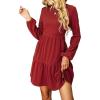 imageCUPSHE Womens Knitted Dresses Casual Long Sleeve Crew Neck Flowy TieredRed