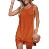imageCUPSHE Womens Sleeveless Swimsuit Coverup Waffle Knit Swimwear Beach Cover Ups Twisted Mini DressBrick Red