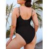 imageCUPSHE Women Plus Size One Piece Swimsuit V Neck Mesh Sheer Tummy Control Bathing Suit with Adjustable Wide StrapsBlack Leopard