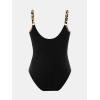 imageCUPSHE Women Plus Size One Piece Swimsuit V Neck Mesh Sheer Tummy Control Bathing Suit with Adjustable Wide StrapsBlack Leopard