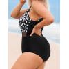 imageCUPSHE Women Plus Size One Piece Swimsuit V Neck Mesh Sheer Tummy Control Bathing Suit with Adjustable Wide StrapsBlackWhite Spot