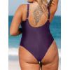 imageCUPSHE Women Plus Size One Piece Swimsuit V Neck Mesh Sheer Tummy Control Bathing Suit with Adjustable Wide StrapsBlackberry Wine