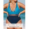 imageCUPSHE Women Plus Size One Piece Swimsuit V Neck Mesh Sheer Tummy Control Bathing Suit with Adjustable Wide StrapsBright BlueNavy