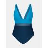 imageCUPSHE Women Plus Size One Piece Swimsuit V Neck Mesh Sheer Tummy Control Bathing Suit with Adjustable Wide StrapsBright BlueNavy