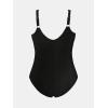 imageCUPSHE Women Plus Size One Piece Swimsuit V Neck Mesh Sheer Tummy Control Bathing Suit with Adjustable Wide StrapsWhiteBlack