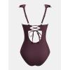 imageCUPSHE Women Swimsuit Maternity One Piece Bathing Suit Deep V Neck Ruffle Back Tie Ruching Adjustable Straps SwimwearBrown