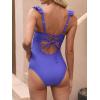 imageCUPSHE Women Swimsuit Maternity One Piece Bathing Suit Deep V Neck Ruffle Back Tie Ruching Adjustable Straps SwimwearElectric Blue