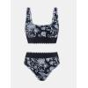 imageCUPSHE Womens Bikini Sets Two Piece Swimsuit Scoop Neck Tank Wide Straps Midkini StitchingBlackWhite