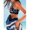 imageCUPSHE Womens Bikini Sets Two Piece Swimsuit Scoop Neck Tank Wide Straps Midkini StitchingBlackWhite