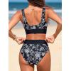 imageCUPSHE Womens Bikini Sets Two Piece Swimsuit Scoop Neck Tank Wide Straps Midkini StitchingBlackWhite