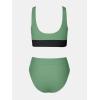 imageCUPSHE Womens Bikini Sets Two Piece Swimsuit Scoop Neck Tank Wide Straps Midkini StitchingGreenBlack