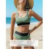 imageCUPSHE Womens Bikini Sets Two Piece Swimsuit Scoop Neck Tank Wide Straps Midkini StitchingGreenBlack