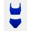 imageCUPSHE Womens Bikini Sets Two Piece Swimsuit Scoop Neck Tank Wide Straps Midkini StitchingLapis Blue