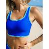 imageCUPSHE Womens Bikini Sets Two Piece Swimsuit Scoop Neck Tank Wide Straps Midkini StitchingLapis Blue