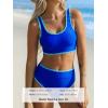 imageCUPSHE Womens Bikini Sets Two Piece Swimsuit Scoop Neck Tank Wide Straps Midkini StitchingLapis Blue