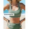 imageCUPSHE Womens Bikini Sets Two Piece Swimsuit Scoop Neck Tank Wide Straps Midkini StitchingLight Green