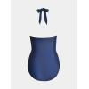 imageCUPSHE Womens One Piece Swimsuit Tummy Control Bathing Suit Halter Deep V Neck Sculpting Ruching Adjustable StrapsNavy Blue