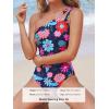 imageCUPSHE Womens One Piece Swimsuit Tummy Control Bathing Suit One Shoulder Cutout Slimming SwimwearDark NavyFloral