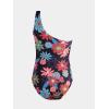 imageCUPSHE Womens One Piece Swimsuit Tummy Control Bathing Suit One Shoulder Cutout Slimming SwimwearDark NavyFloral