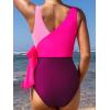 imageCUPSHE Womens One Piece Swimsuit Wrap Color Block Tie Side Bathing SuitHot Pink