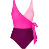 imageCUPSHE Womens One Piece Swimsuit Wrap Color Block Tie Side Bathing SuitHot Pink