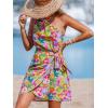 imageCUPSHE Womens One Shoulder Leaf Print Selftie Short Dress Sleeveless Tiered Hem Formal Dress Casual Mini DressYellow Tropical