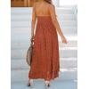 imageCUPSHE Womens Summer Dresses Sleeveless Lace Casual Tassel Beach Spaghetti Straps Flowy Maxi Sun DressBorange