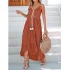 imageCUPSHE Womens Summer Dresses Sleeveless Lace Casual Tassel Beach Spaghetti Straps Flowy Maxi Sun DressBorange