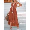imageCUPSHE Womens Summer Dresses Sleeveless Lace Casual Tassel Beach Spaghetti Straps Flowy Maxi Sun DressBorange