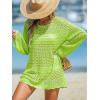 imageCUPSHE Womens Swimsuit Cover Up Crochet Bathing Suit Mesh Swimwear Knit Pullover Beach DressFluo Green