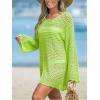 imageCUPSHE Womens Swimsuit Cover Up Crochet Bathing Suit Mesh Swimwear Knit Pullover Beach DressFluo Green