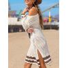 imageCUPSHE Womens Swimsuit Cover Up Crochet Bathing Suit Mesh Swimwear Knit Pullover Beach DressSlitbeige
