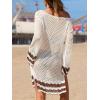 imageCUPSHE Womens Swimsuit Cover Up Crochet Bathing Suit Mesh Swimwear Knit Pullover Beach DressSlitbeige