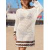 imageCUPSHE Womens Swimsuit Cover Up Crochet Bathing Suit Mesh Swimwear Knit Pullover Beach DressSlitbeige