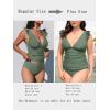 imageCUPSHE Womens Tankini Sets Two Piece Swimsuit V Neck Ruffled Ruched Tummy Control Ladder Trim XS4XLEucalyptus Green
